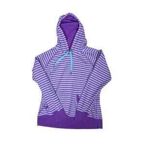 Y2K Purple Teal Striped Zip Jacket Women’s Medium Skater Retro Streetwear